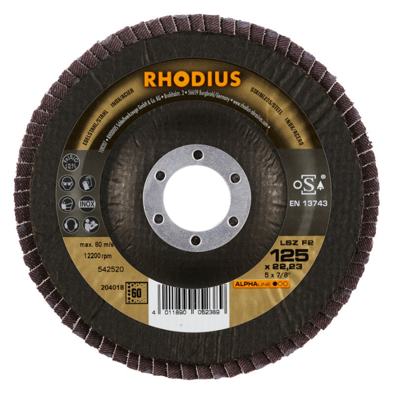 Rhodius Fächerscheibe abgeschrägt Ø125, 22mm, K60 R204018