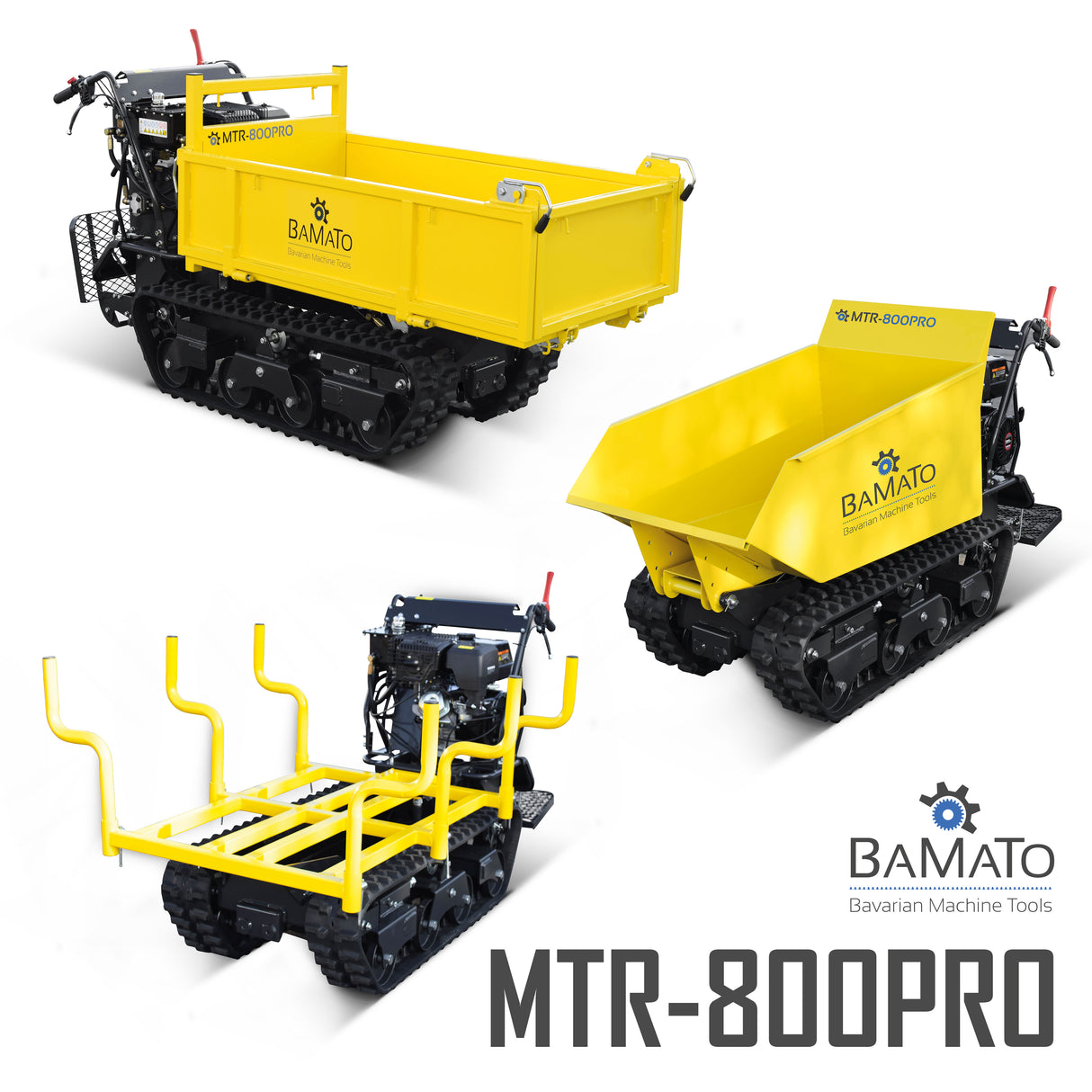 BAMATO Mini-Raupendumper MTR-800PRO mit Kipphydraulik und Trittbrett
