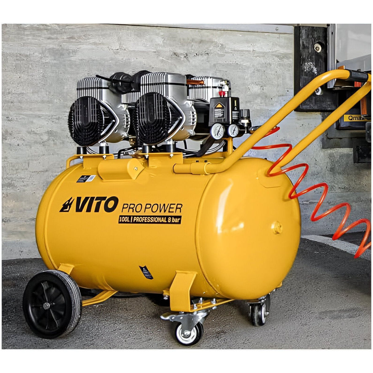 VITO Flüsterkompressor 100 Liter 3000W Ölfreier Kompressor 4PS 472L/Min Silent 8bar/115psi, Leise Kompressor