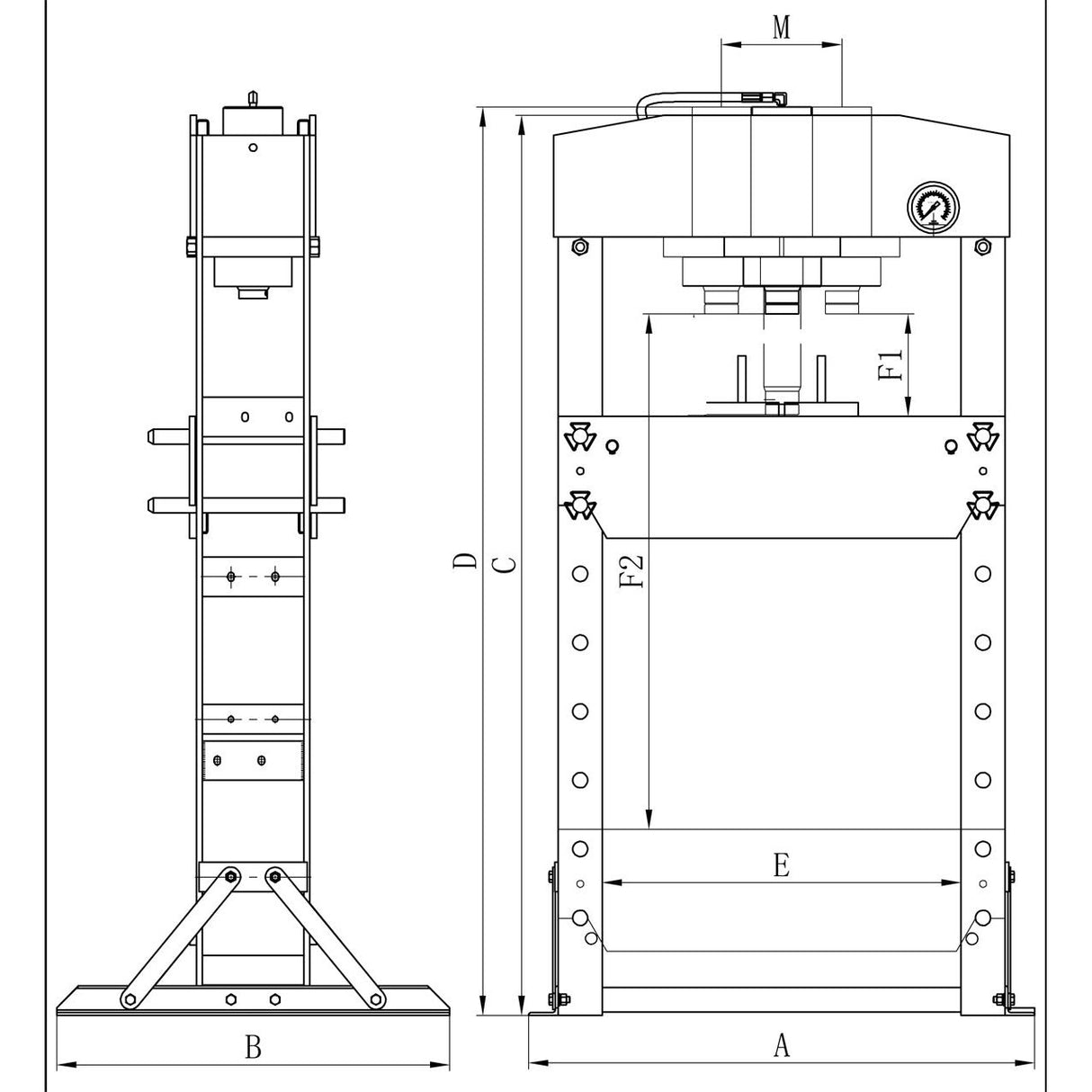 BERNARDO Pneumatische Werkstattpresse – Modell PWK 100 F