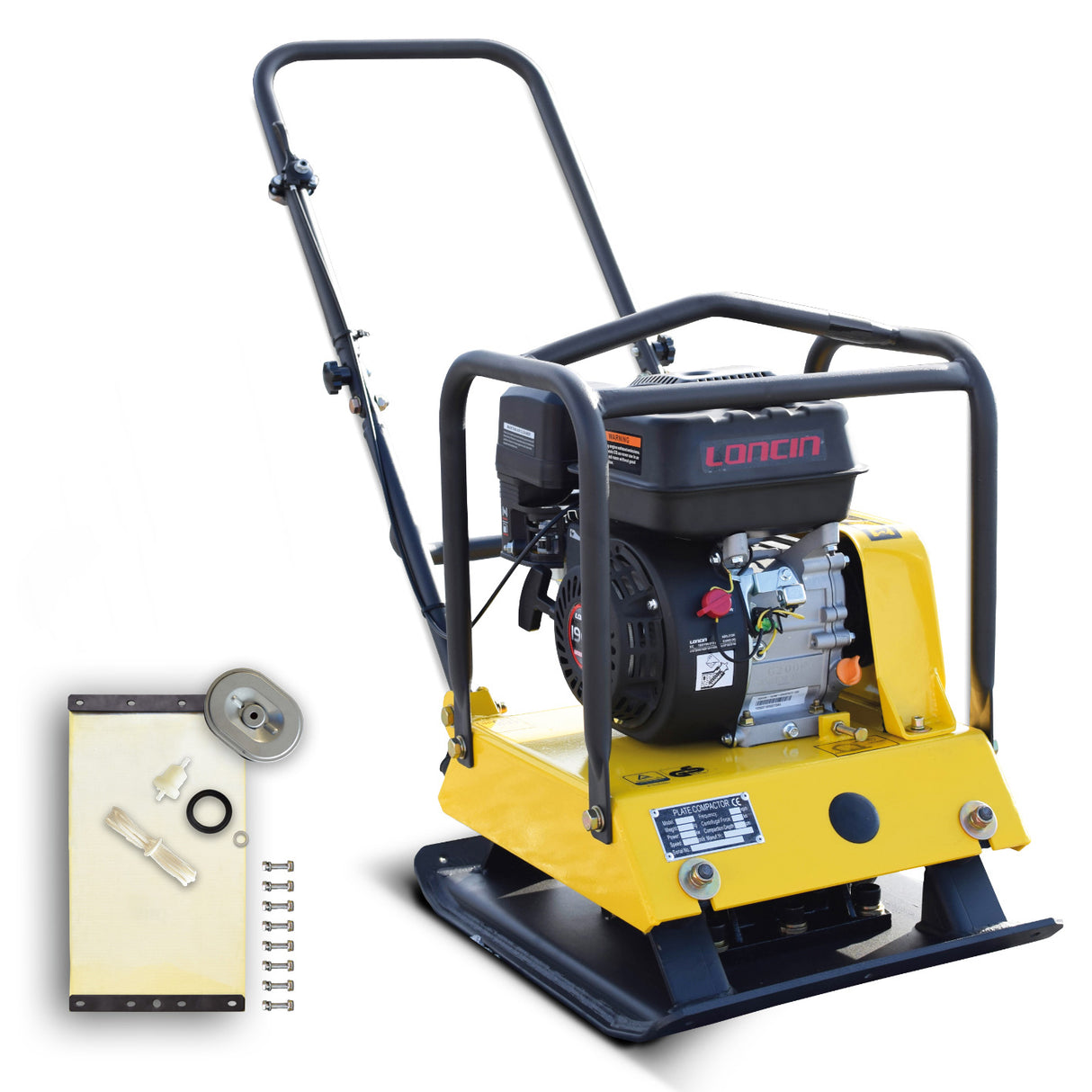 BAMATO Rüttelplatte R-100 mit Gummimatte & Zubehörsatz