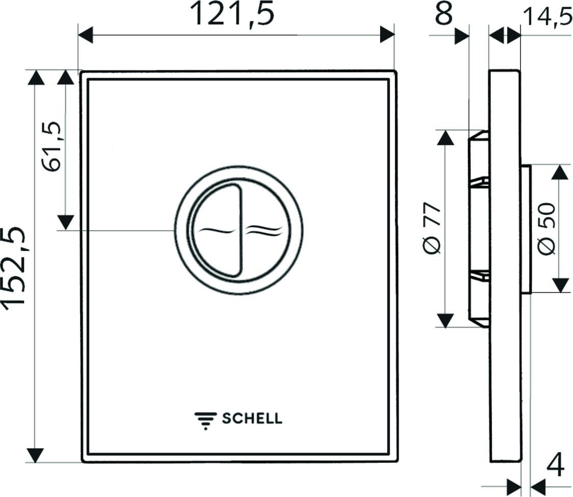 SCHELL AMBITION ECO ND WC-Betätigungsplatte Echtglas Schwarz Chrom Zweimengenspülung