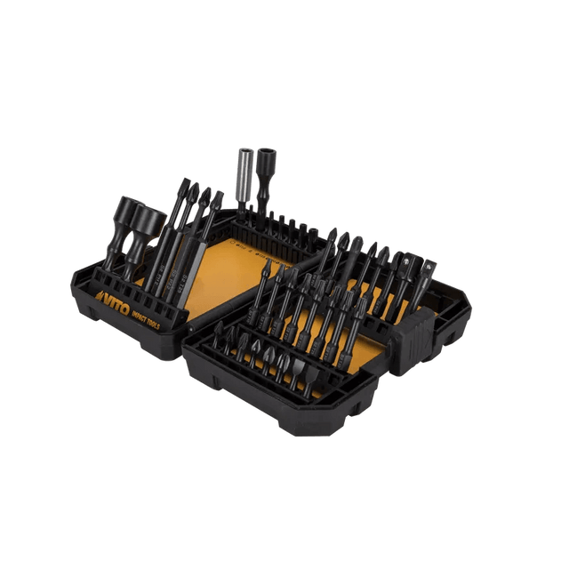 VITO 38-teiliges Schlag-Bit-Set aus S2-Stahl - mit Adapter, Schlitz-Bits, Phillips-Bits, Torx-Bits, Pozidrive-Bits - Pro Power - VIBI38 - Tools.de TP Profishop GmbH