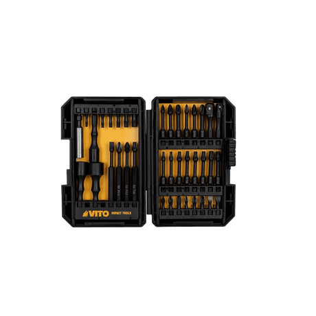 VITO 38-teiliges Schlag-Bit-Set aus S2-Stahl - mit Adapter, Schlitz-Bits, Phillips-Bits, Torx-Bits, Pozidrive-Bits - Pro Power - VIBI38 - Tools.de TP Profishop GmbH