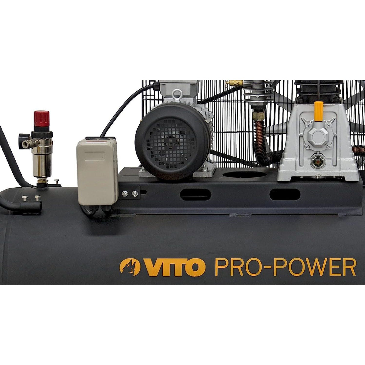 VITO Black Series Kompressor 300 Liter 10 Bar 400V 5.5 PS - 10bar Betriebsdruck (max. 12bar) - 560L/Min - Luftkompressor 300L Kessel - Ölgeschmiert - 2-Zylinder Druckluftkompressor (300B) - Tools.de TP Profishop GmbH
