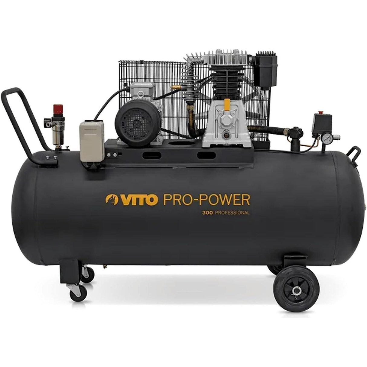 VITO Black Series Kompressor 300 Liter 10 Bar 400V 5.5 PS - 10bar Betriebsdruck (max. 12bar) - 560L/Min - Luftkompressor 300L Kessel - Ölgeschmiert - 2-Zylinder Druckluftkompressor (300B) - Tools.de TP Profishop GmbH