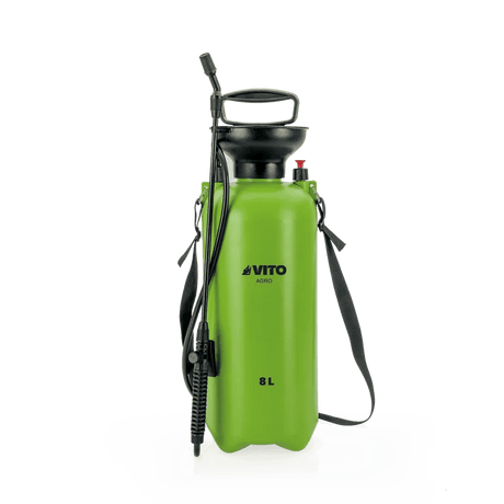 VITO Drucksprüher 8 L - rückentragbar - Gartenspritze, Sprühgerät, Rückensprühgerät, Rückenspritze, Unkrautspritze - für Sprüharbeiten in Haus & Garten, Industrie oder Forst - Agro - VIPU8 - Tools.de TP Profishop GmbH