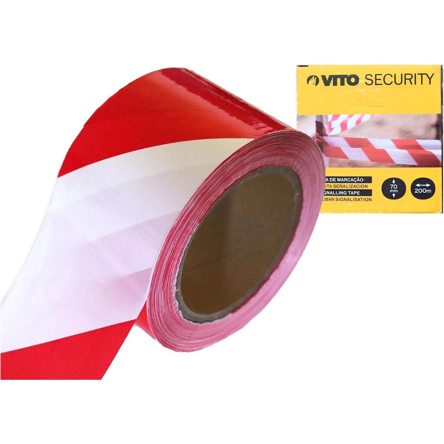 VITO Flatterband Rolle 200m x 70mm - Absperrband, Warnband, Markierungsband, Trassenband, Absperrungsband, Sperrband - rot/weiß im Karton - nicht klebend - Security - VIFM200 - Tools.de TP Profishop GmbH