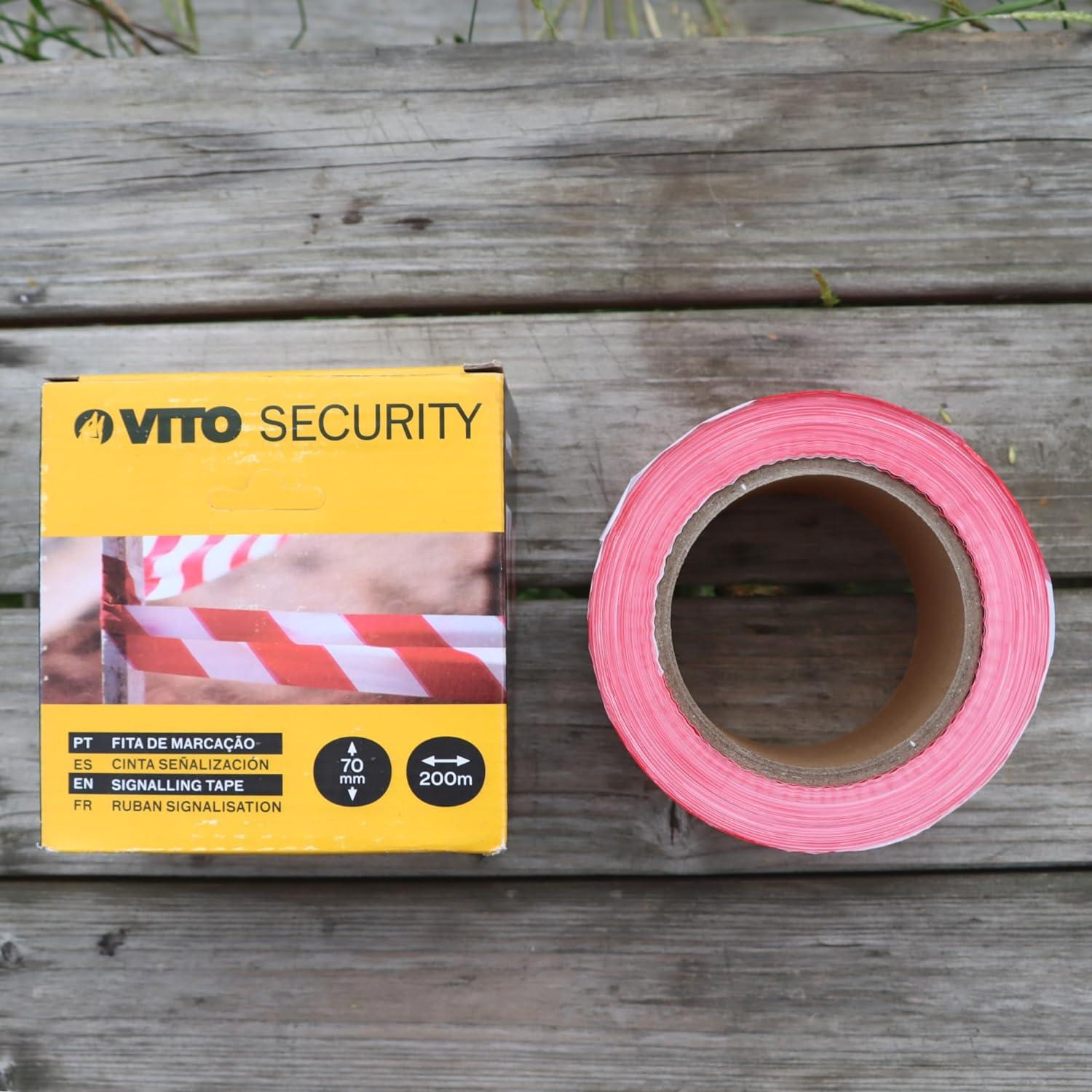 VITO Flatterband Rolle 200m x 70mm - Absperrband, Warnband, Markierungsband, Trassenband, Absperrungsband, Sperrband - rot/weiß im Karton - nicht klebend - Security - VIFM200 - Tools.de TP Profishop GmbH