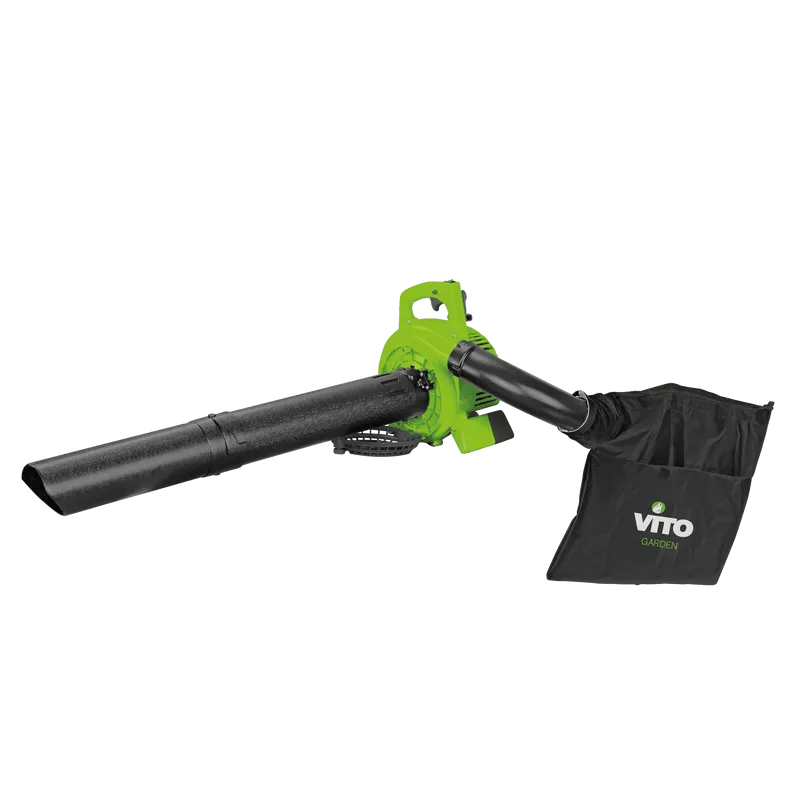 VITO Leistungsstarker Benzin-Laubbläser & Laubsauger 2T - 27cc - 0,95 PS - 180 km/h Luftgeschwindigkeit - 50L Fangsack - Tools.de TP Profishop GmbH