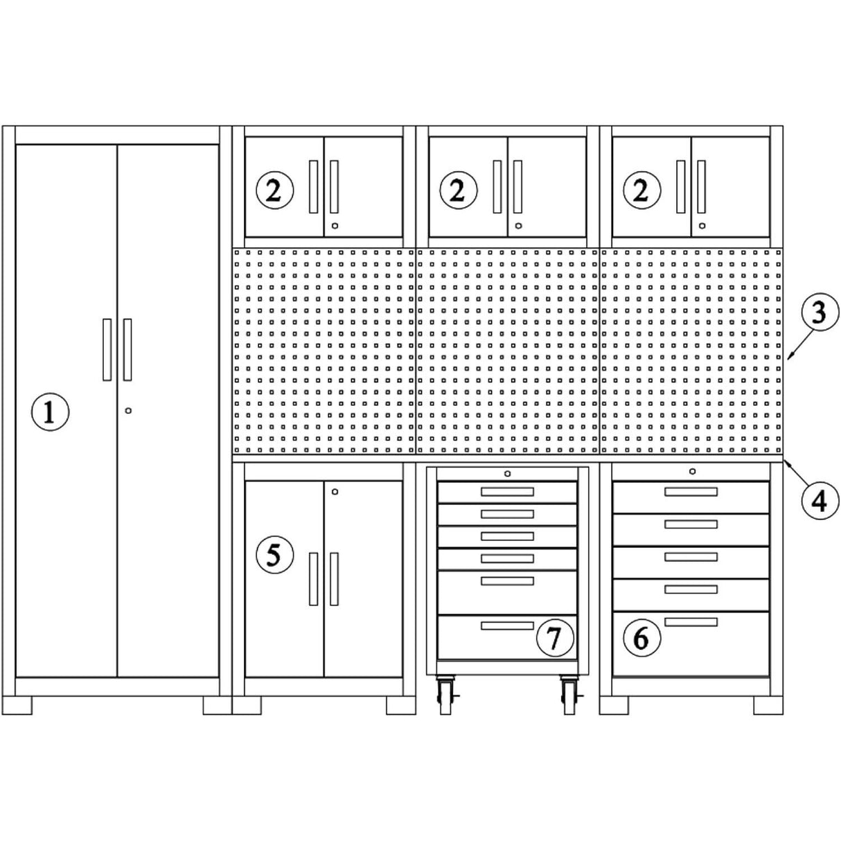 VITO Männerküche - 11-TLG Werkstatteinrichtungs Set mit Schubladen ca. 255 x 50 x 200 cm, Garage Werkstatteinrichtung, Werkbank, Werkzeugschrank, Werkbank mit Holzarbeitsplatte - (VIAGC2) - Tools.de TP Profishop GmbH