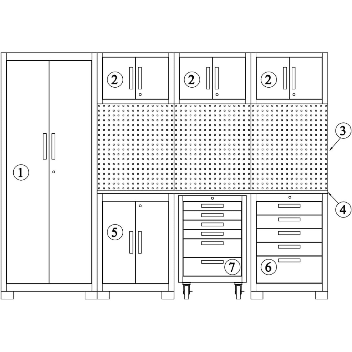 VITO Männerküche - 19-tlg Werkstatteinrichtungs Set mit Schubladen ca. 455 x 50 x 200 cm, Garage Werkstatteinrichtung, Werkbank, Werkzeugschrank, Werkbank mit Holzarbeitsplatte - (VIAGC2SET) - Tools.de TP Profishop GmbH