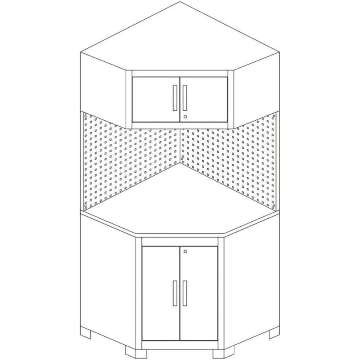 VITO Männerküche - Eckmodul - Werkstatteinrichtungs Set mit Schubladen 5-TLG ca. 83.5 x 83.5 x 200 cm, Garage Werkstatteinrichtung, Werkzeugschrank, Werkbank mit Holzarbeitsplatte - (VIACGC) - Tools.de TP Profishop GmbH
