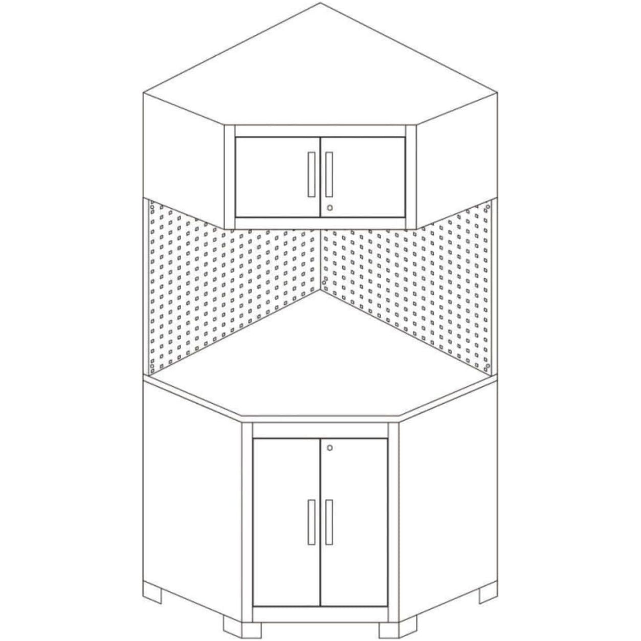 VITO Männerküche - Eckmodul - Werkstatteinrichtungs Set mit Schubladen 5-TLG ca. 83.5 x 83.5 x 200 cm, Garage Werkstatteinrichtung, Werkzeugschrank, Werkbank mit Holzarbeitsplatte - (VIACGC) - Tools.de TP Profishop GmbH
