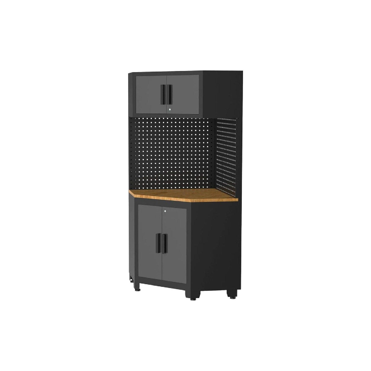 VITO Männerküche - Eckmodul - Werkstatteinrichtungs Set mit Schubladen 5-TLG ca. 83.5 x 83.5 x 200 cm, Garage Werkstatteinrichtung, Werkzeugschrank, Werkbank mit Holzarbeitsplatte - (VIACGC) - Tools.de TP Profishop GmbH