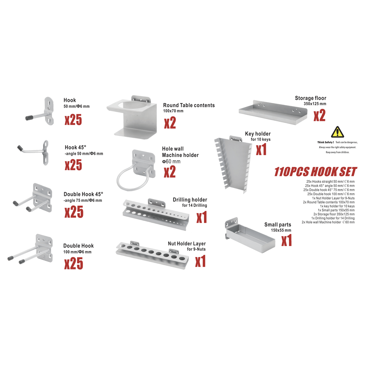 VITO Männerküche Haken & Zubehör Set 110 tlg. VIAGG110 - Tools.de TP Profishop GmbH