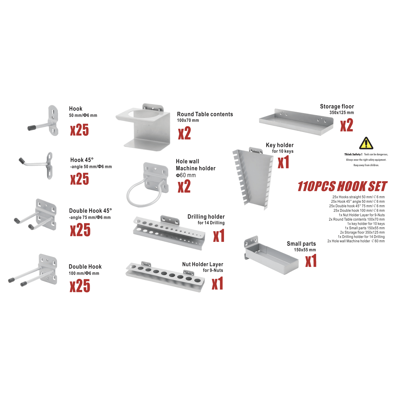 VITO Männerküche Haken & Zubehör Set 110 tlg. VIAGG110 - Tools.de TP Profishop GmbH