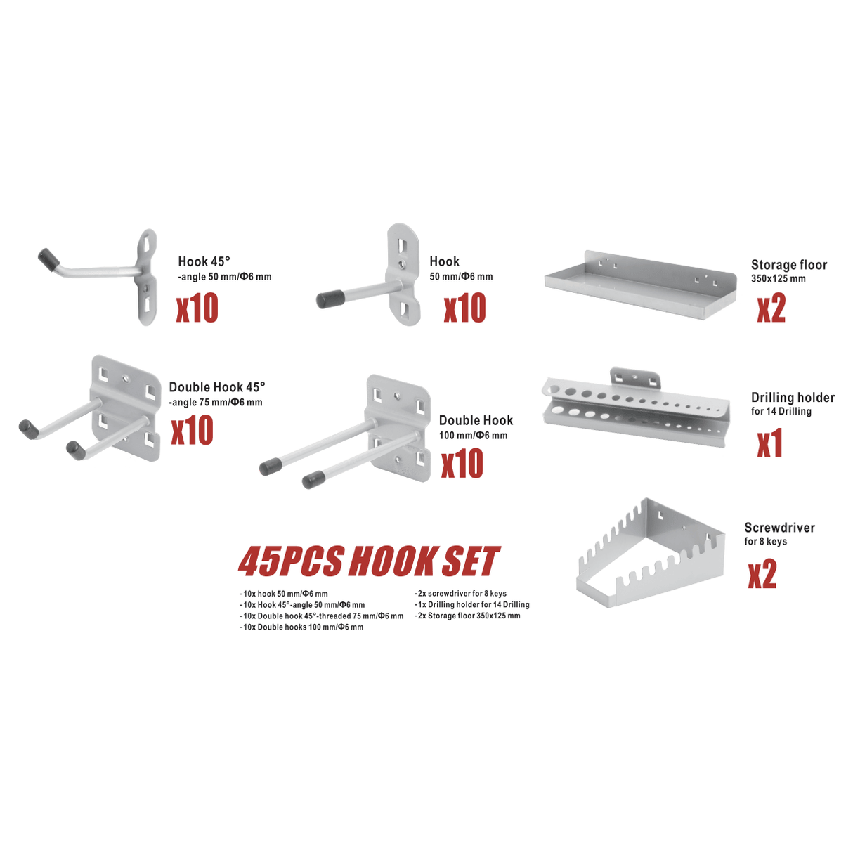 VITO Männerküche Haken & Zubehör Set 45 tlg. VIAGG45 - Tools.de TP Profishop GmbH