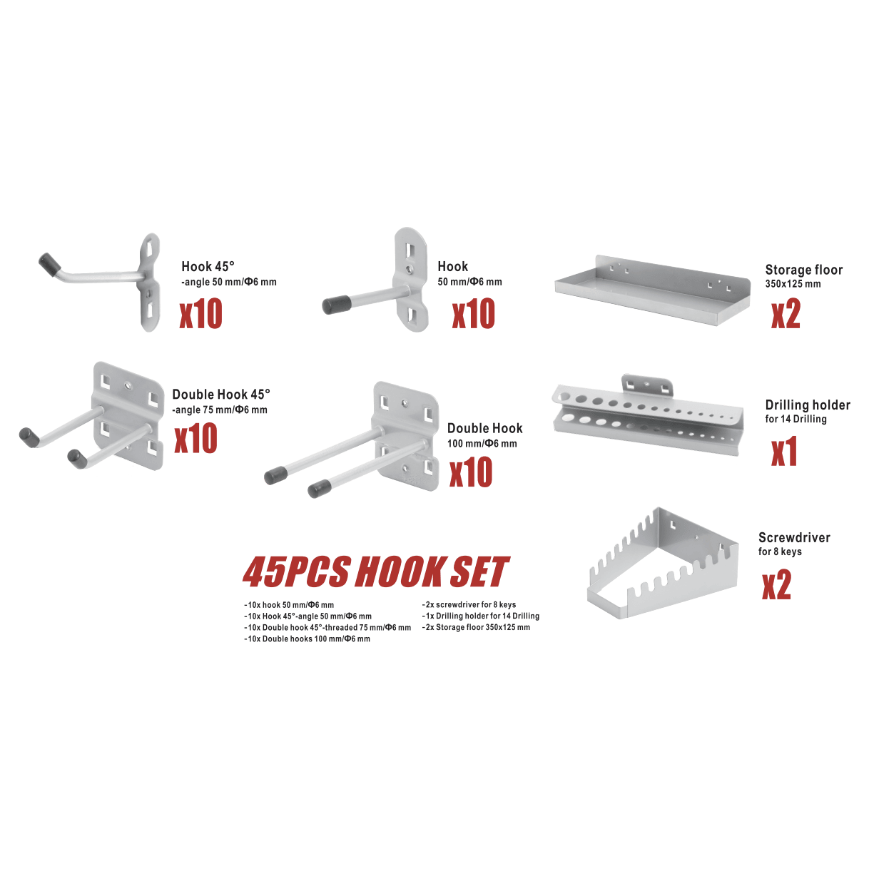 VITO Männerküche Haken & Zubehör Set 45 tlg. VIAGG45 - Tools.de TP Profishop GmbH