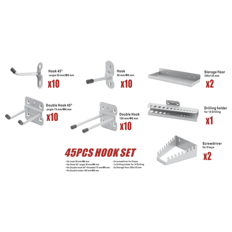 VITO Männerküche Haken & Zubehör Set 45 tlg. VIAGG45 - Tools.de TP Profishop GmbH