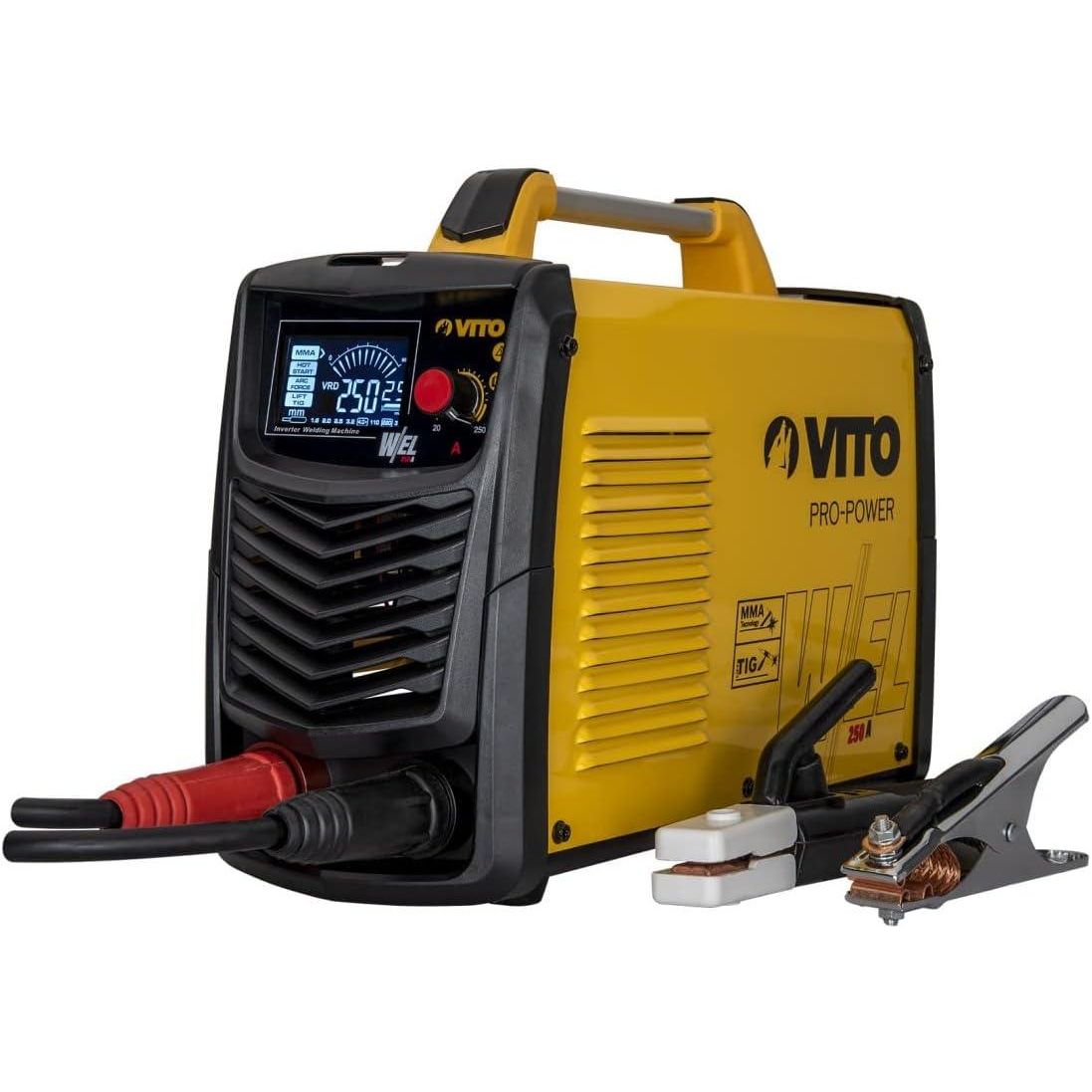 VITO Multischweißgerät LCD-Display Kombischweißgerät IGBT Schweißgerät 20-200A MMA/TIG/WIG - Aluminium Schweißen - Schweißgerät Elektrode - Inverter Schweissgerät - Elektroden Inverter - VII250A - Tools.de TP Profishop GmbH