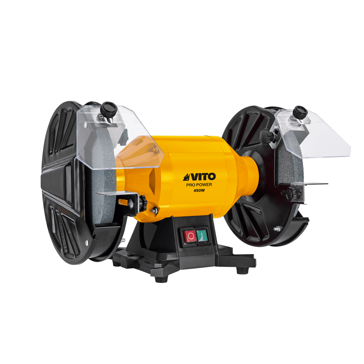 VITO Pro Power Tischschleifmaschine VIES200A - 450 W Leistung, 200 mm, 230 V, 2950 U/min, Schutzbändern, Schärfstützen und 2 Arten von Schleifscheiben - Tools.de TP Profishop GmbH