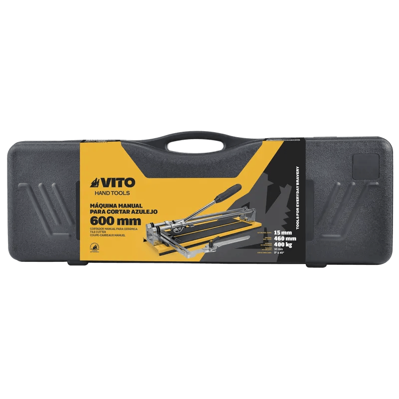 VITO Professioneller Handfliesenschneider 600mm - Präzise Diagonalschnitte mit 400kg Brechkraft - Inklusive 45° Anschlag - Tools.de TP Profishop GmbH