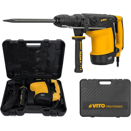 VITO SDS-Max Bohrhammer, 1100W 1-7Joule Abbruchhammer VIMP1100, 1950-4680ipm 300-760U/Min, Anti-Vibration, Einstellung der Meißelposition; Sicherheits-Kupplungsvorrichtung, 28mm Bohrleistung in Beton - Tools.de TP Profishop GmbH