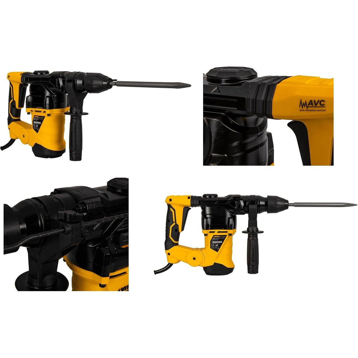 VITO ThunderPlus AVC SDS-plus Bohrhammer VIMPDP1250 1250W, 5 Joule, Verstellung Meißelposition, variable Drehzahl, Bohr-Ø Mauerwerk 30mm, 3x SDS-plus Bohrer, Spitz- + Flachmeißel, Koffer - Tools.de TP Profishop GmbH