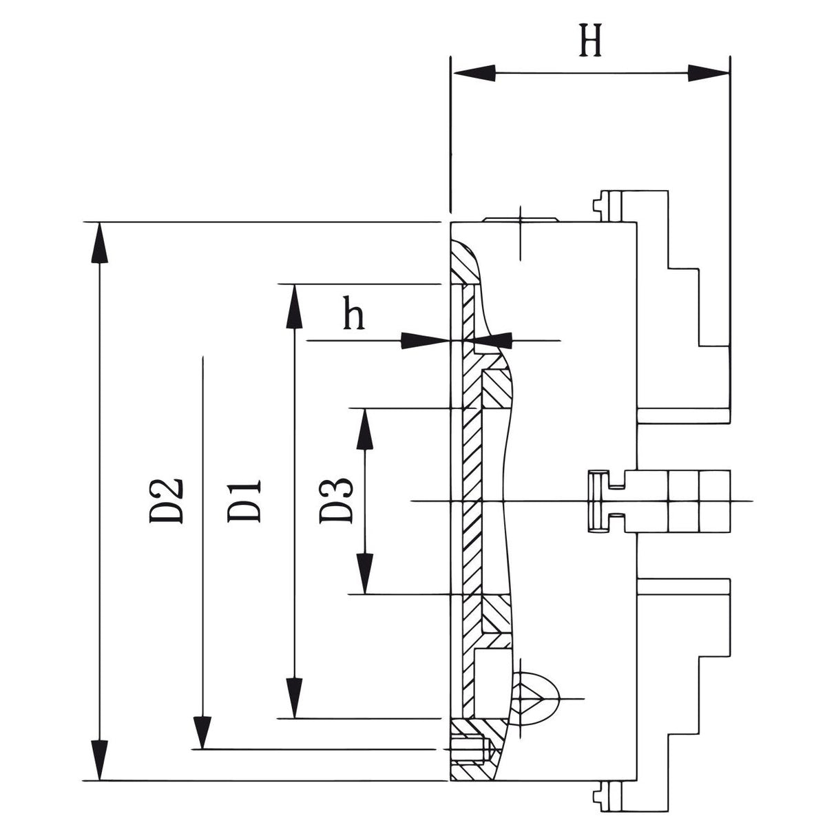 BERNARDO 4-Backenfutter aus Guss – Modell Standard-4-Backenfutter DK12-250
