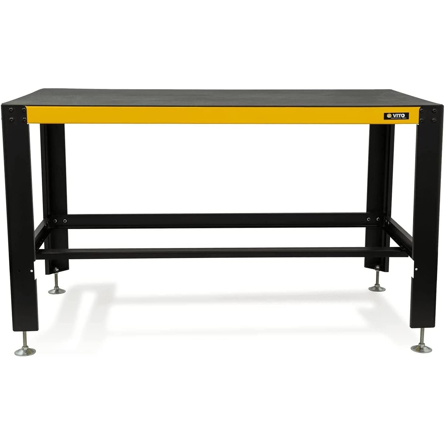 VITO Profi Stabile Werkbank mit Schubladen - bis 2000kg belastbar - Kratz- und schlagfesten Pulverbeschichtung 1500x900x780mm - Höhe einstellbar von ca. 88 bis 92 cm - Profi Werkstattausrüstung VITO - Tools.de TP Profishop GmbH