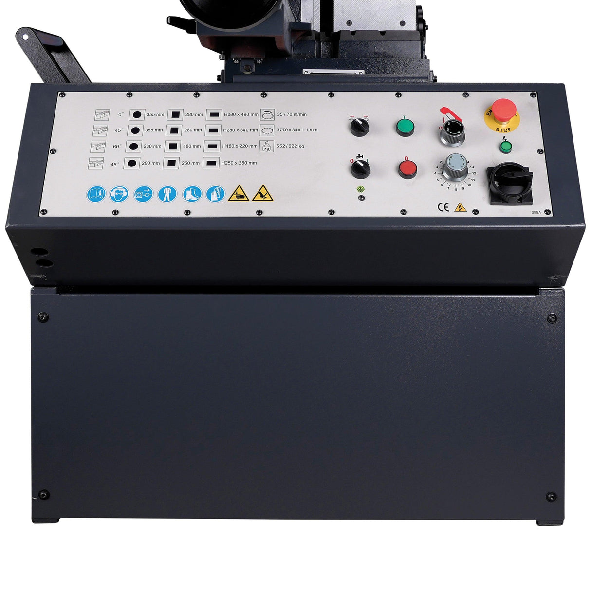 Cowley Profi Metallbandsäge, Bandsäge Hydraulisch 355 mm 400V - Automatischer / Hydraulischer Vorschub mit Sägeblattsystem - BS355N - Tools.de TP Profishop GmbH