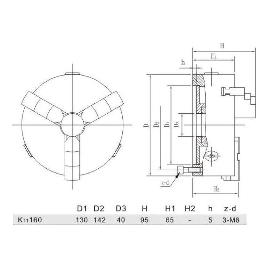 Cowley Selbstzentrierende 3-backen Drehfutter 160mm K11160 - Tools.de TP Profishop GmbH