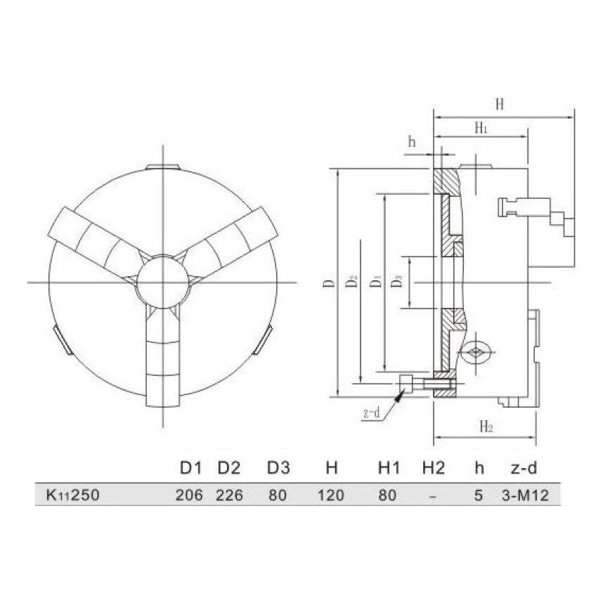 Cowley Selbstzentrierende 3-backen Drehfutter 250 mm Dreibackenfutter - K11250 - Tools.de TP Profishop GmbH