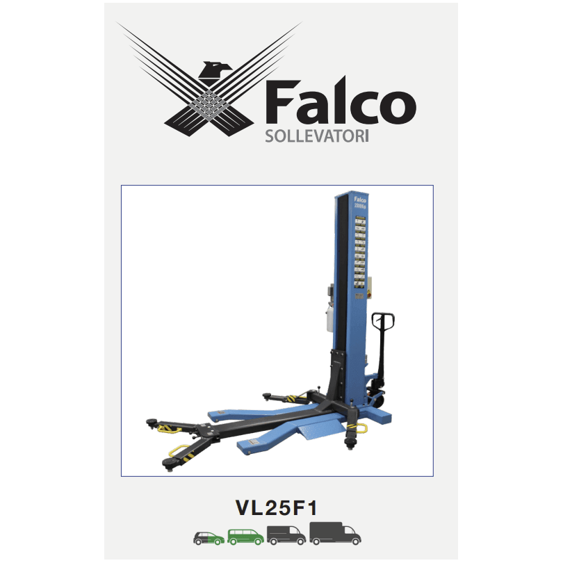 Falco Sollevatori mobile 1-Säulen Hebebühne 2500kg 2,5t 230V min. Hubhöhe von 90mm VL25F1 - Tools.de TP Profishop GmbH