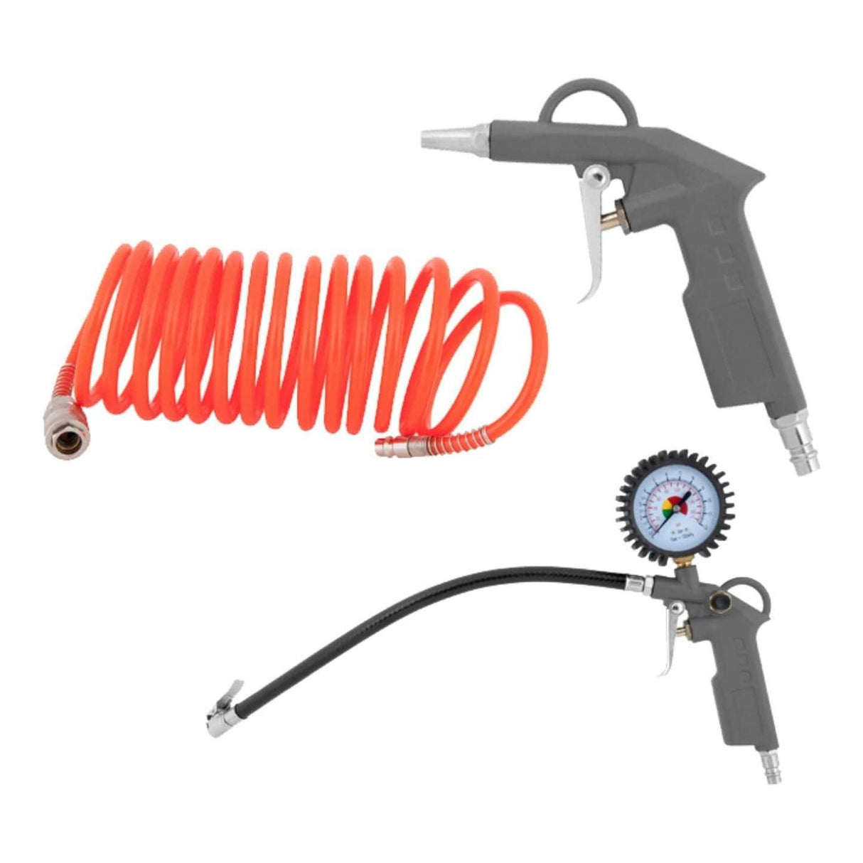 iTools 3-teiliges Druckluftpistolen-Set mit Druckanzeige und Reifenfüller - inklusive Schlauch für Kompressor - ITKITCO3 - Tools.de TP Profishop GmbH