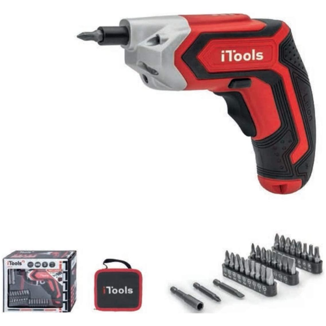 iTools Mini Akkuschrauber Set mit 3,6V Lithium-Ionen Akku und 28-teiligem Profi-Bit-Set - inkl. LED-Arbeitsleuchte und Tasche - ITASFL36A - Tools.de TP Profishop GmbH