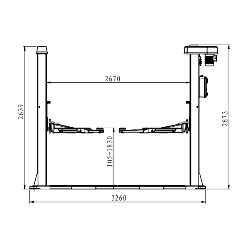 KROFtools 2-Säulen-Hebebühne Spindel 3,2 t - 400 V Typ-H 1 Motor - 3200kg - Hebebühne Modell 9845 - Tools.de TP Profishop GmbH
