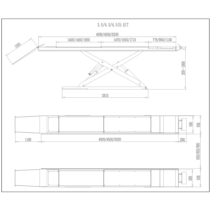 KROFtools 4.5t Profi Scherenhebebühne, LED Beleuchtung 4500kg 400V / Hebebühne / hydraulische Scherenhebebühne Modell 9833 - Tools.de TP Profishop GmbH