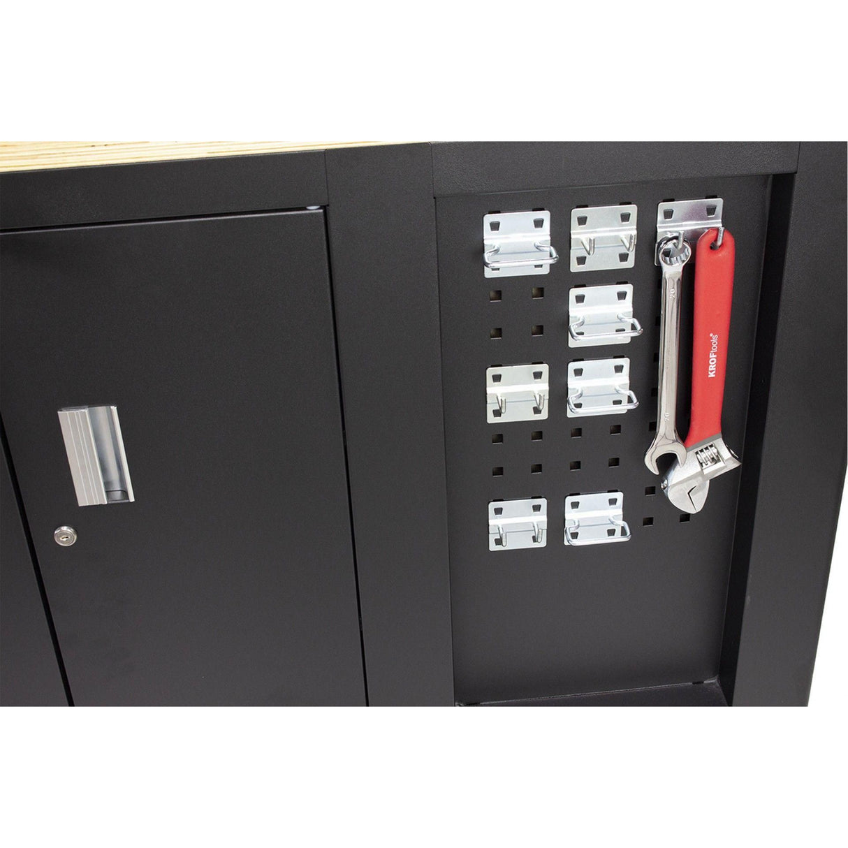 KROFtools Profi fahrbare Werkbank mit Schubladen, 10 Schubladen, 1 Flügeltür, Werkbank mit kleine Lochwand, Werkstattausrüstung Tools.de - Werktisch Montagewerkbank Werkstatttisch - kugelgelagerten Schubladen - Tools.de TP Profishop GmbH