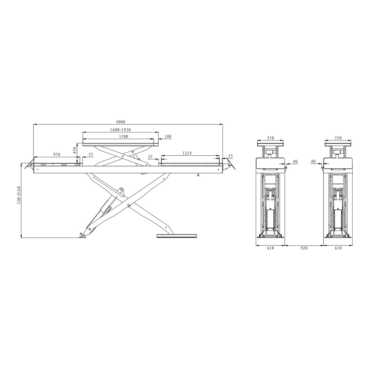 KROFtools Unterflur 3.5t Profi Scherenhebebühne mit integriertem Achsfreiheber, LED Beleuchtung / Radfreiheber / 3500kg 400V Hebebühne / hydraulische Scherenhebebühne Modell 9824 - Tools.de TP Profishop GmbH