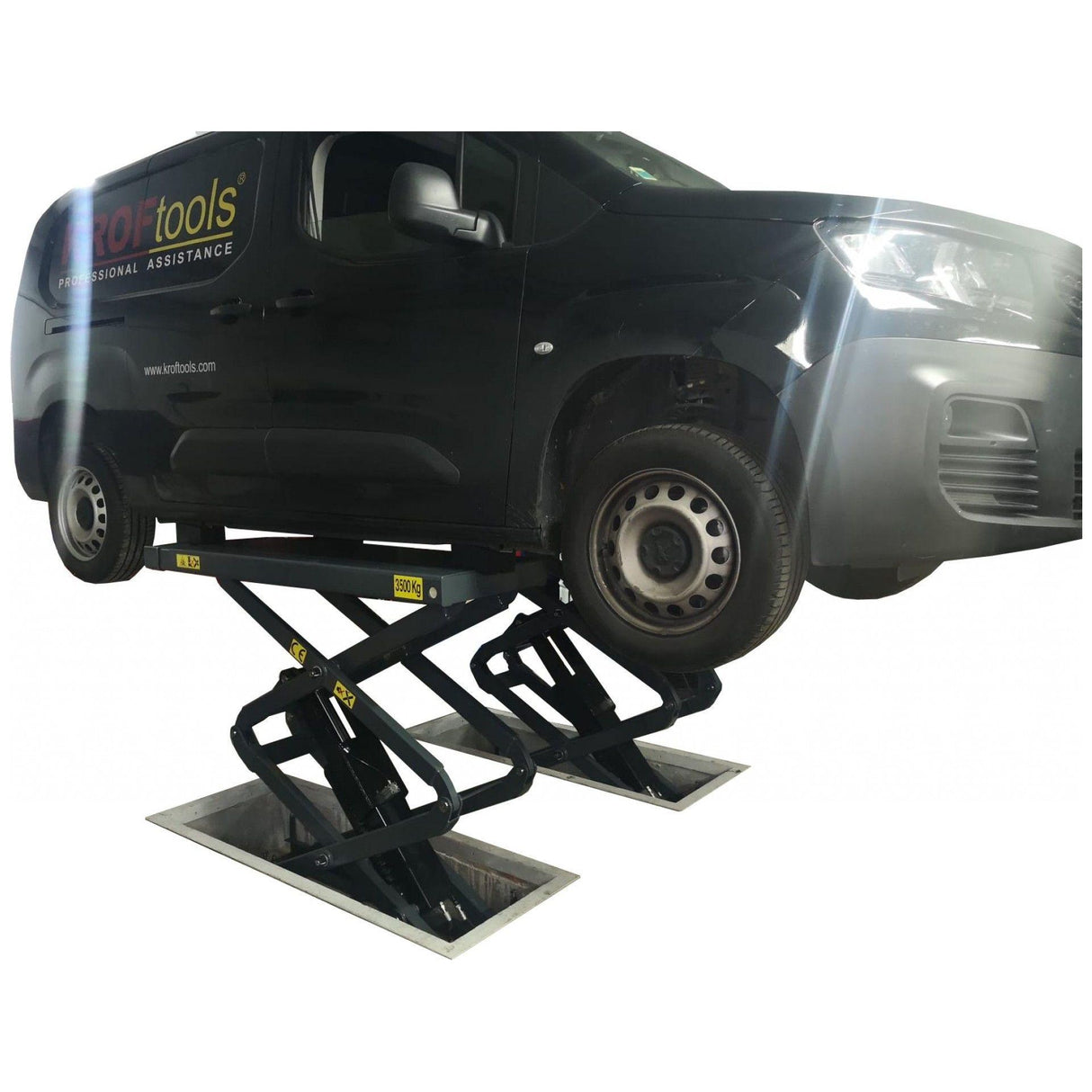 KROFtools Unterflur Scherenhebebühne 3.5 Tonnen Modell 9810 - Elektro Hydraulische Scherenhebebühne - Tools.de TP Profishop GmbH