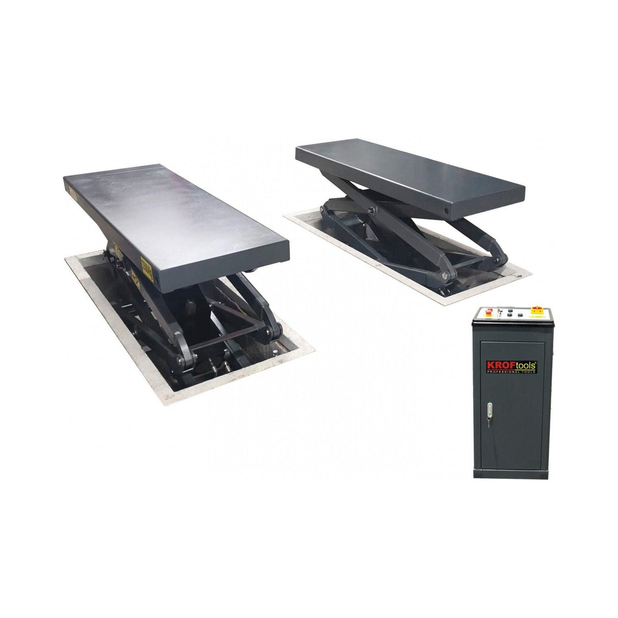 KROFtools Unterflur Scherenhebebühne 3.5 Tonnen Modell 9810 - Elektro Hydraulische Scherenhebebühne - Tools.de TP Profishop GmbH