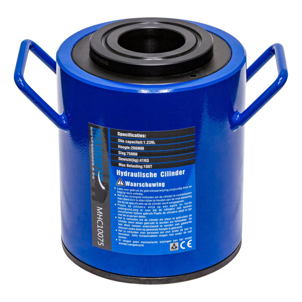 MAMMUTH 100t Hydraulik-Hohlkolbenzylinder, Hohlzylinder 100 Tonnen Hydraulisch Schlag 75mm MHC10075 - Tools.de TP Profishop GmbH