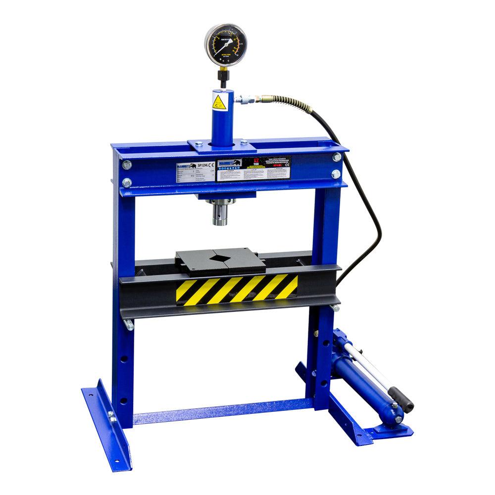 MAMMUTH 12t Werkstattpresse I 12 Tonnen Tischpresse, Werkstattpresse - Tischpresse manuell, Industrie-Presse Handpumpe - Abkantpresse verschraubt SP12HL - Tools.de TP Profishop GmbH