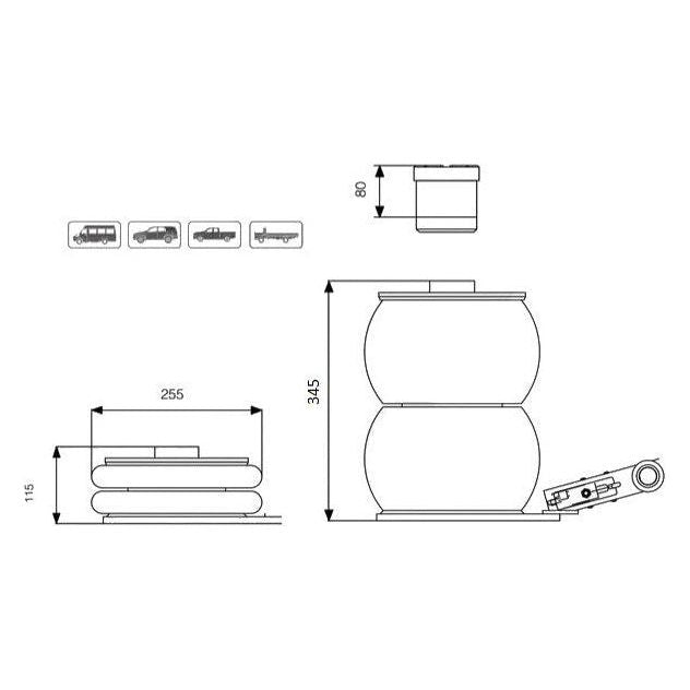 MAMMUTH 2 Luftkissen 2t Wagenheber Pneumatisch / Druckluft-Wagenheber / Kapazität 2 Tonnen ZHL22 - Tools.de TP Profishop GmbH