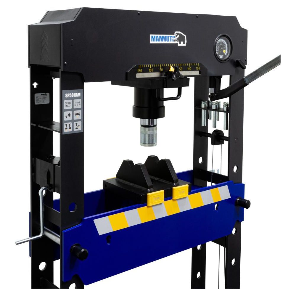 MAMMUTH 50t Werkstattpresse manuell + pneumatisch inkl. Druckstücke - 50 Tonnen Pneumatisch Handpumpe SP50HAM - Tools.de TP Profishop GmbH