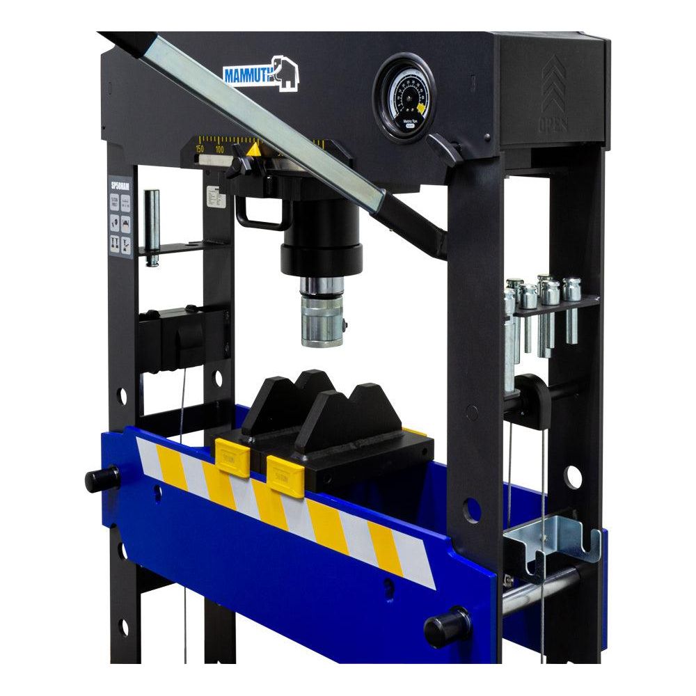 MAMMUTH 50t Werkstattpresse manuell + pneumatisch inkl. Druckstücke - 50 Tonnen Pneumatisch Handpumpe SP50HAM - Tools.de TP Profishop GmbH