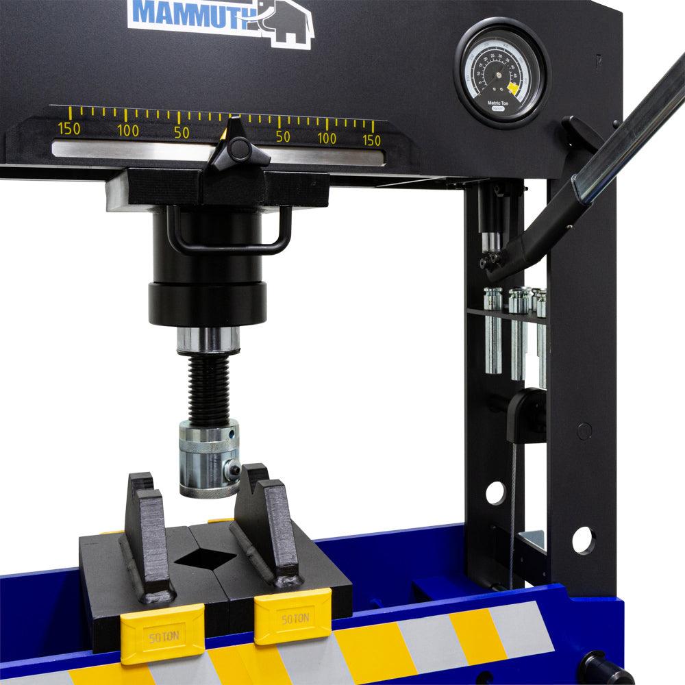 MAMMUTH 50t Werkstattpresse manuell + pneumatisch inkl. Druckstücke - 50 Tonnen Pneumatisch Handpumpe SP50HAM - Tools.de TP Profishop GmbH
