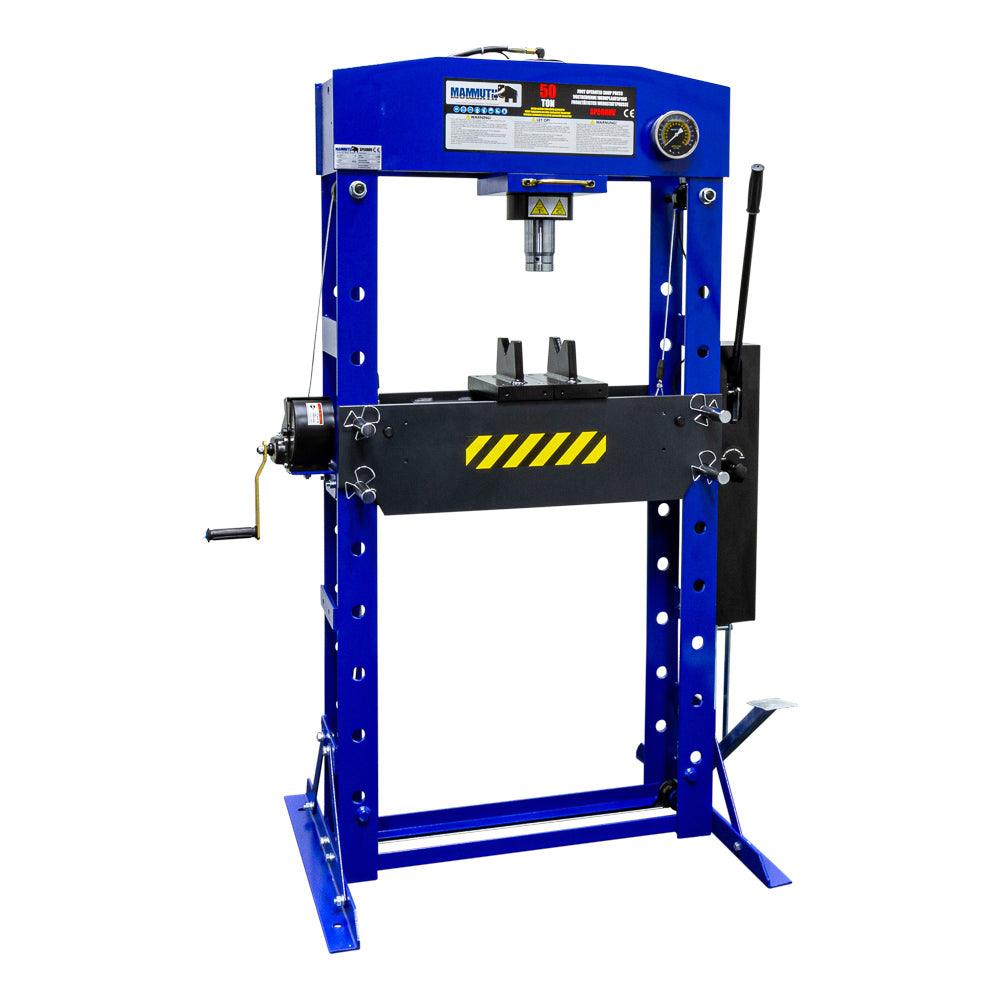 MAMMUTH 50t Werkstattpresse mit Fußpedal und manuelle Betätigung - 50 Tonnen Hydraulikpresse, Industriepresse SP50HHV - Tools.de TP Profishop GmbH